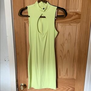 Naked Wardrobe Keyhole Lime Mini Dress